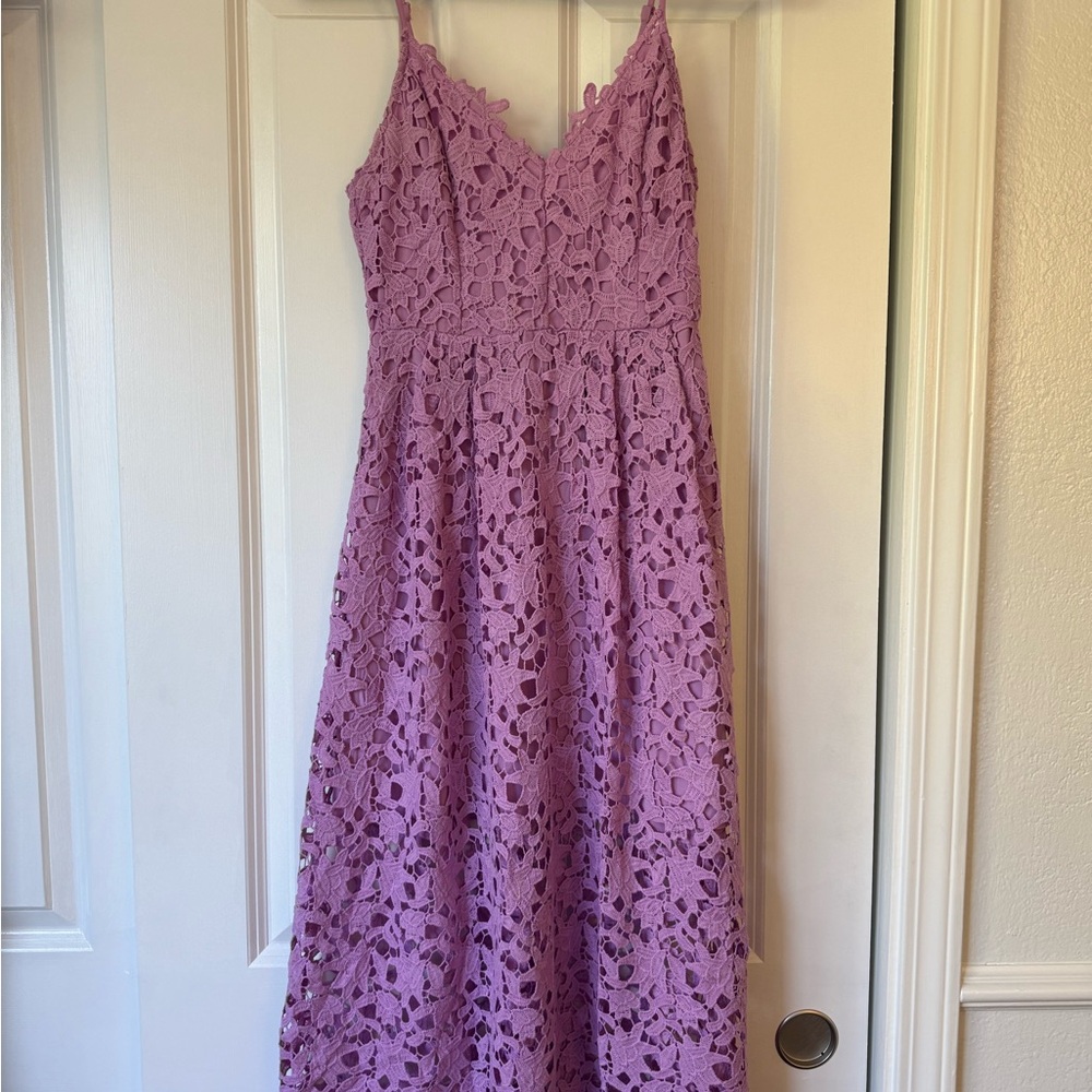 Astr Lace Midi Dress in Lavender
